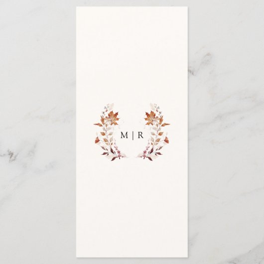 Rustic Terracotta Blätter Hochzeit im Herbst Menü Menükarte (Rückseite)