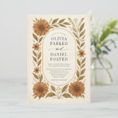 Rustic Terracotta Boho Floral Wedding Einladung (Stehend Vorderseite)