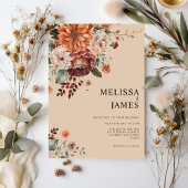 Rustic Terracotta Boho Floral Wedding Einladung