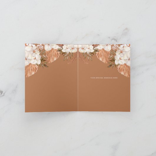 Rustic Terracotta Boho Pampas Danke Karte (Innenseite)