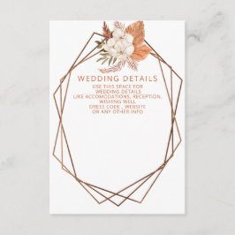 Rustic Terracotta Boho Pampas Geometric Wedding Begleitkarte