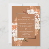 Rustic Terracotta Boho Pampas Orchids Wedding Einladung (Vorderseite)