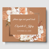 Rustic Terracotta Boho Pampas Orchids Wedding Gästebuch (Vorderseite)