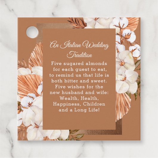 Rustic Terracotta Boho Pampas Orchids Wedding Geschenkanhänger (Vorderseite)