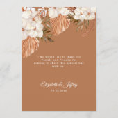 Rustic Terracotta Boho Pampas Orchids Wedding Menükarte (Rückseite)