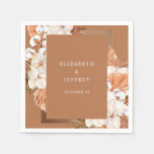 Rustic Terracotta Boho Pampas Orchids Wedding Serviette (Vorderseite)