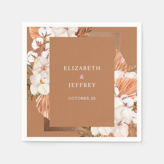 Rustic Terracotta Boho Pampas Orchids Wedding Serviette (Vorderseite)