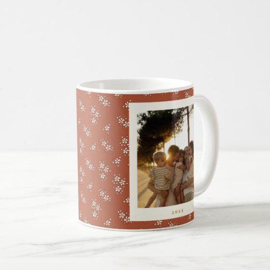Rustic Terracotta Botanical Custom Photos Kaffeetasse (VorderseiteRechts)