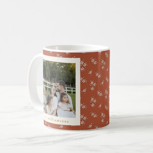 Rustic Terracotta Botanical Custom Photos Kaffeetasse (Vorderseite Links)