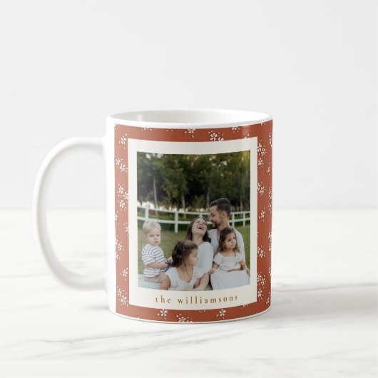 Rustic Terracotta Botanical Custom Photos Kaffeetasse (Links)