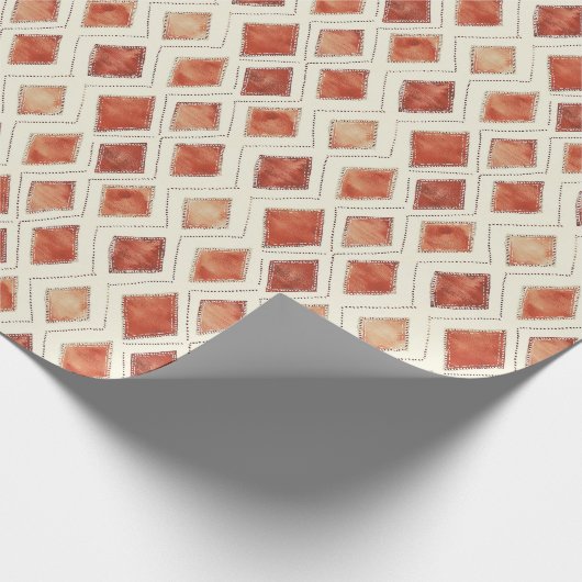 Rustic Terracotta Diamond Pattern Geschenkpapier (Ecke)