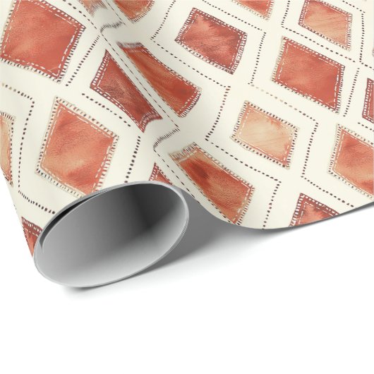 Rustic Terracotta Diamond Pattern Geschenkpapier (Rolleneckpunkt)