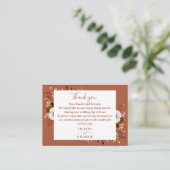 Rustic Terracotta Fall Floral Wedding Vielen Dank Platzkarte (Stehend Vorderseite)