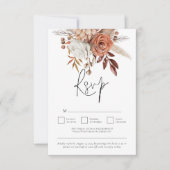 Rustic Terracotta Fall Florals QR Code Wedding RSVP Karte (Vorderseite)