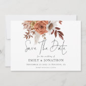 Rustic Terracotta Fall Florals QR Code Wedding Save The Date (Vorderseite)