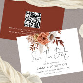 Rustic Terracotta Fall Florals QR Code Wedding Save The Date