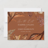 Rustic Terracotta Floral Boho Marine Hochzeit Save The Date (Vorderseite)