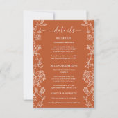 Rustic Terracotta Floral Details Enclosure Card RSVP Karte (Vorderseite)