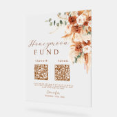 Rustic Terracotta Floral Honeymoon Fund QR Code Acrylschild (Winkel)
