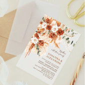 Rustic Terracotta Floral Pampas Wedge Acryleinladungen