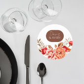 Rustic Terracotta Floral Wedding Coaster Runder Pappuntersetzer