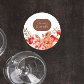 Rustic Terracotta Floral Wedding Coaster Runder Pappuntersetzer