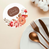 Rustic Terracotta Floral Wedding Coaster Runder Pappuntersetzer