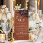 Rustic Terracotta Floral Wedding Menu Card Menükarte<br><div class="desc">Bringen Sie Wärme zu Ihrem Empfang mit dieser rustikalen Terrakotta Blumenkarte. Mit erdigen Farben und romantischen Blumen ist es der perfekte Weg,  Ihre Abenddetails stilvoll zu präsentieren. Personalisieren Sie einfach und erkunden Sie unsere Kollektion,  um passende Tischnummern,  Favoriten-Tags und Beschilderungen zu erhalten.</div>