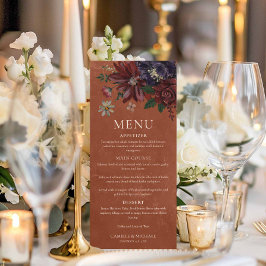 Rustic Terracotta Floral Wedding Menu Card Menükarte