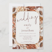 Rustic Terracotta Florals Frame QR Code Wedding Einladung (Vorderseite)