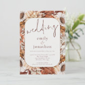 Rustic Terracotta Florals Frame QR Code Wedding Einladung (Stehend Vorderseite)