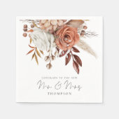 Rustic Terracotta Florals Glückwunsch Mrs. Wedding Serviette (Vorderseite)