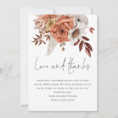 Rustic Terracotta Florals Liebe Dank Hochzeit Karte (Vorderseite)
