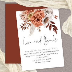Rustic Terracotta Florals Liebe Dank Hochzeit Karte