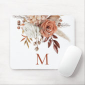 Rustic Terracotta Florals Monogram Initial Mousepad (Mit Mouse)