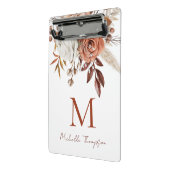Rustic Terracotta Florals Monogram, Initialname Mini Klemmbrett (Gewinkelt2)