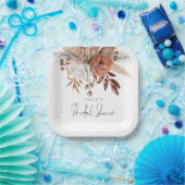 Rustic Terracotta Florals Name Brautparty Pappteller (Party)