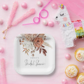 Rustic Terracotta Florals Name Brautparty Pappteller (Party)