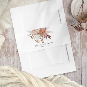 Rustic Terracotta Florals Name Datum Hochzeit Einladungsbanderole