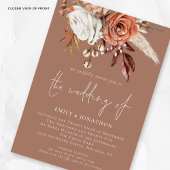 Rustic Terracotta Florals QR Code Brown Wedding Einladung