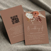 Rustic Terracotta Florals QR Code Brown Wedding Einladung