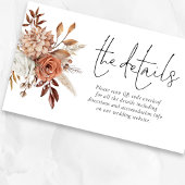 Rustic Terracotta Florals QR Code Hochzeitsdetails Begleitkarte