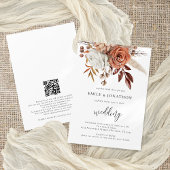 Rustic Terracotta Florals QR Code Wedding Einladung