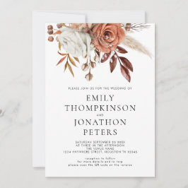 Rustic Terracotta Florals QR Code Wedding Einladung