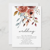 Rustic Terracotta Florals QR Code Wedding Einladung (Vorderseite)