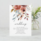 Rustic Terracotta Florals QR Code Wedding Einladung (Stehend Vorderseite)