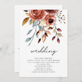 Rustic Terracotta Florals QR Code Wedding Einladung (Vorne/Hinten)