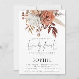 Rustic Terracotta Florals Script 21. Party Einladung