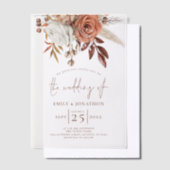 Rustic Terracotta Florals Script Brown Wedding Pergament Einladungen (Versetzt)