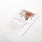 Rustic Terracotta Florals Script Wedding Real Foil Folieneinladung (Gedreht)